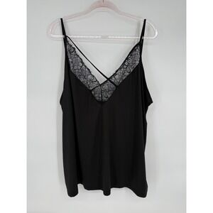 Black Lace Trim Cami Top Lingerie‎ Sleeveless Casual Tank Blouse Sz 5XL